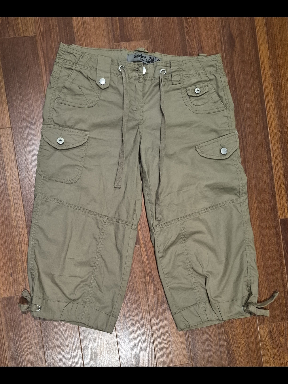 Celebrity Pink Olive Cargo Capris with Drawstring Waist